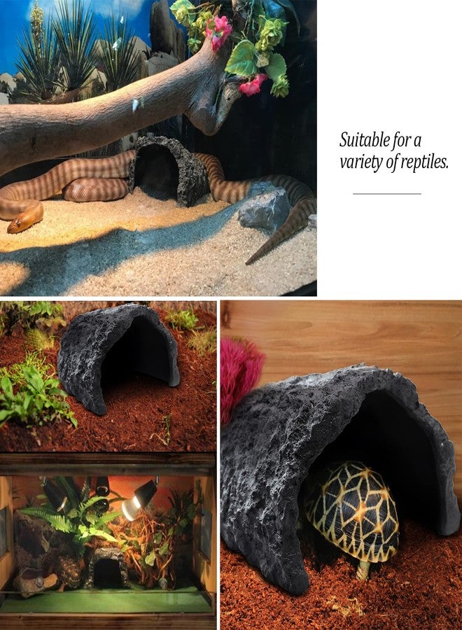 NOMAL Reptile Rock Hide Cave Large Reptile Habitat Turtle Hideouts Cave for Lizards Bearded Dragon Leopard Gecko Snake Amphibians Fish, black (ns-01) - Image 2